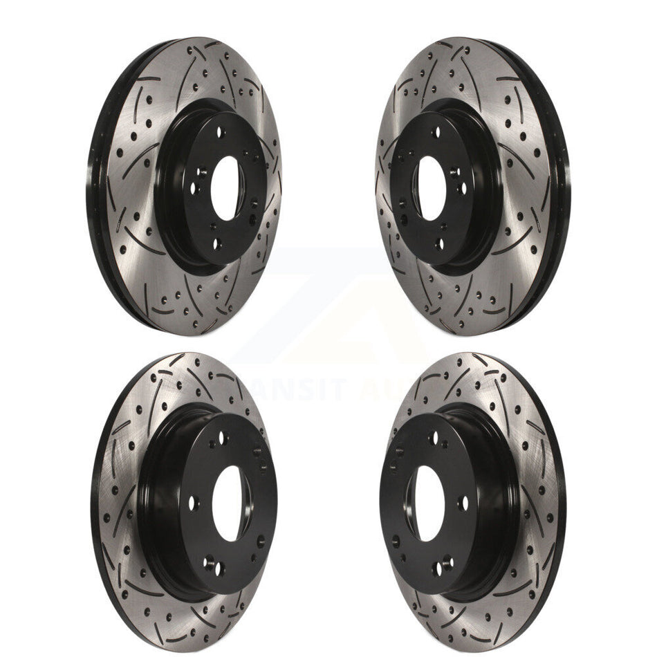 Front Rear Coated Drilled Slotted Disc Brake Rotors Kit For Honda Civic Acura ILX CSX KD-100272