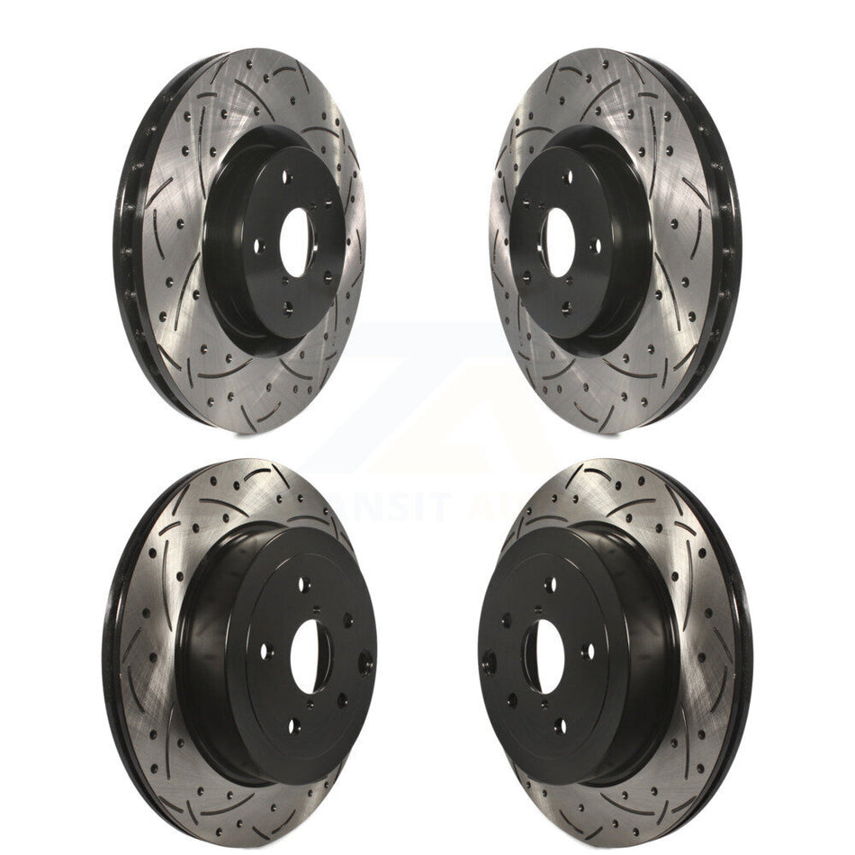 Front Rear Coated Drilled Slotted Disc Brake Rotors Kit For Subaru Impreza WRX STI KD-100273