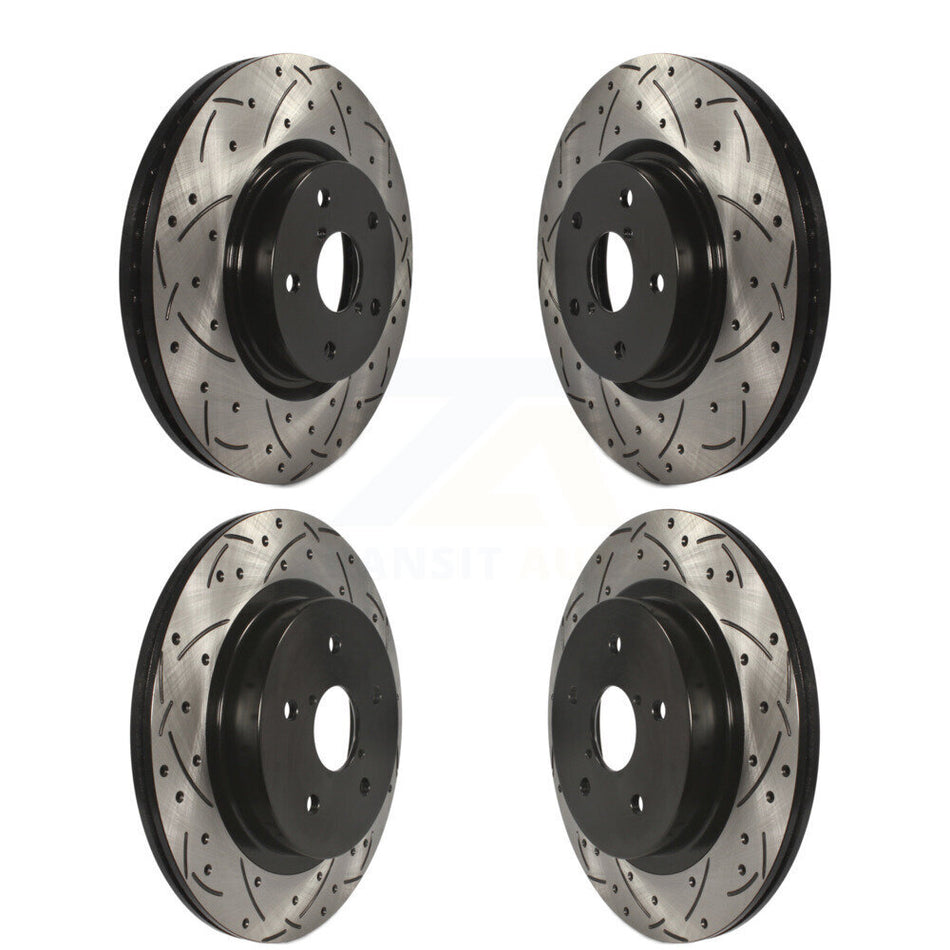 Front Rear Coated Drilled Slotted Disc Brake Rotors Kit For Subaru Outback Legacy WRX KD-100276
