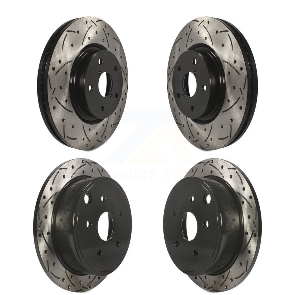 Front Rear Coated Drilled Slotted Disc Brake Rotors Kit For Subaru WRX KD-100277
