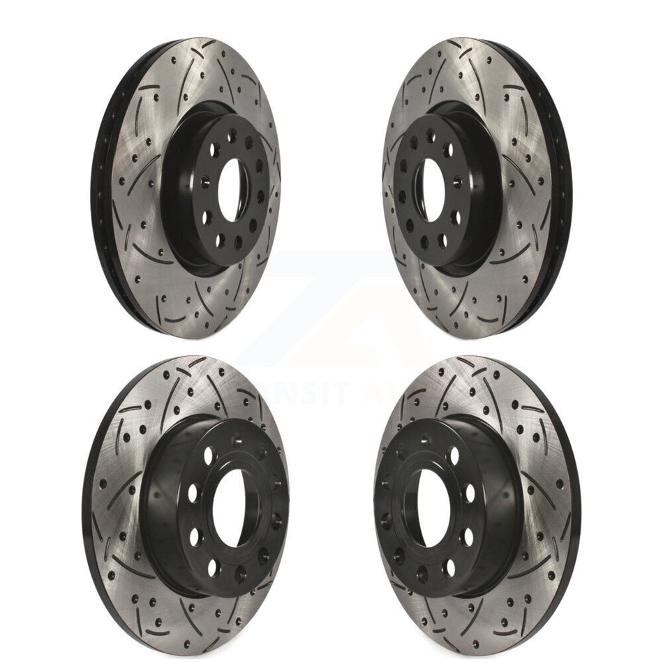 Front Rear Coated Drilled Slotted Disc Brake Rotors Kit For 2008-2008 Audi A3 Quattro KD-100278