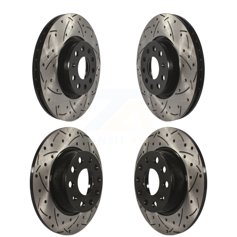 Front Rear Coated Drilled Slotted Disc Brake Rotors Kit For Volkswagen Passat GTI Audi A3 Beetle Quattro Golf Alltrack Sportback e-tron KD-100280
