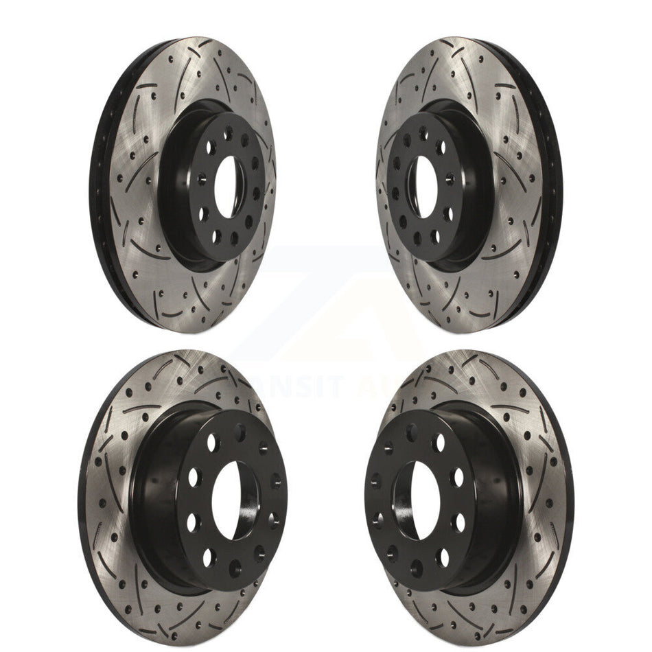 Front Rear Coated Drilled Slotted Disc Brake Rotors Kit For Volkswagen Jetta Beetle KD-100281