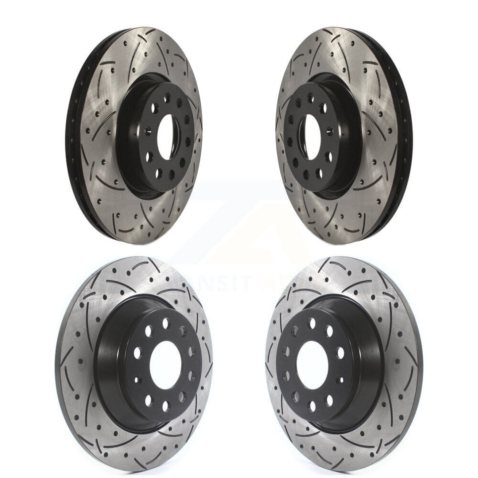 Front Rear Coated Drilled Slotted Disc Brake Rotors Kit For Audi Q3 Quattro TT KD-100282
