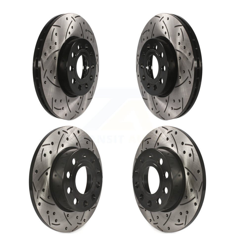 Front Rear Coated Drilled Slotted Disc Brake Rotors Kit For 2006-2009 Volkswagen Rabbit KD-100283