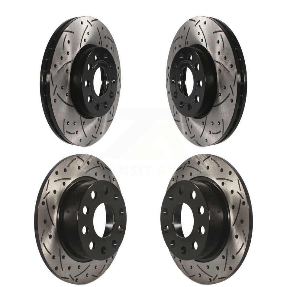 Front Rear Coated Drilled Slotted Disc Brake Rotors Kit For Volkswagen Jetta Beetle Golf SportWagen KD-100285