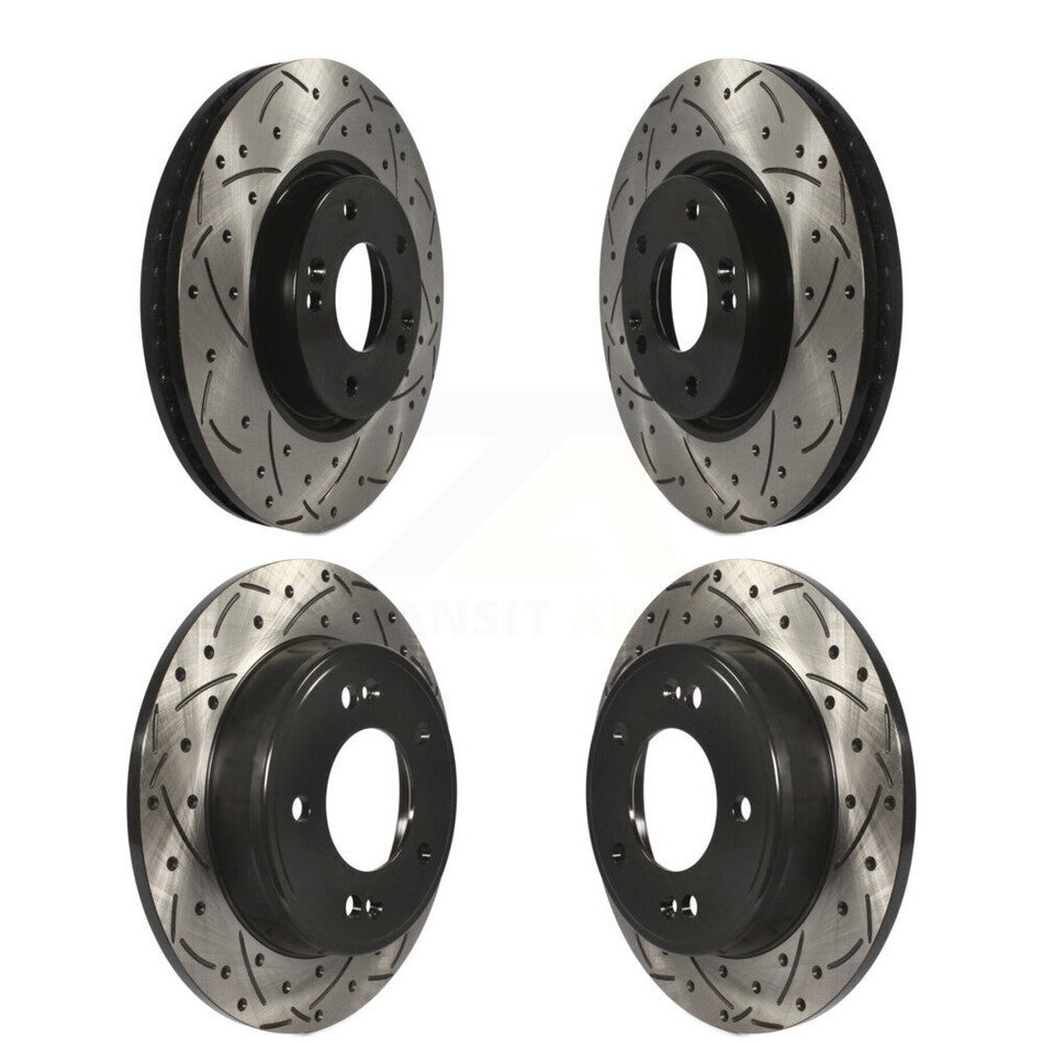Front Rear Coated Drilled Slotted Disc Brake Rotors Kit For Kia Forte Hyundai Veloster Forte5 Koup KD-100286