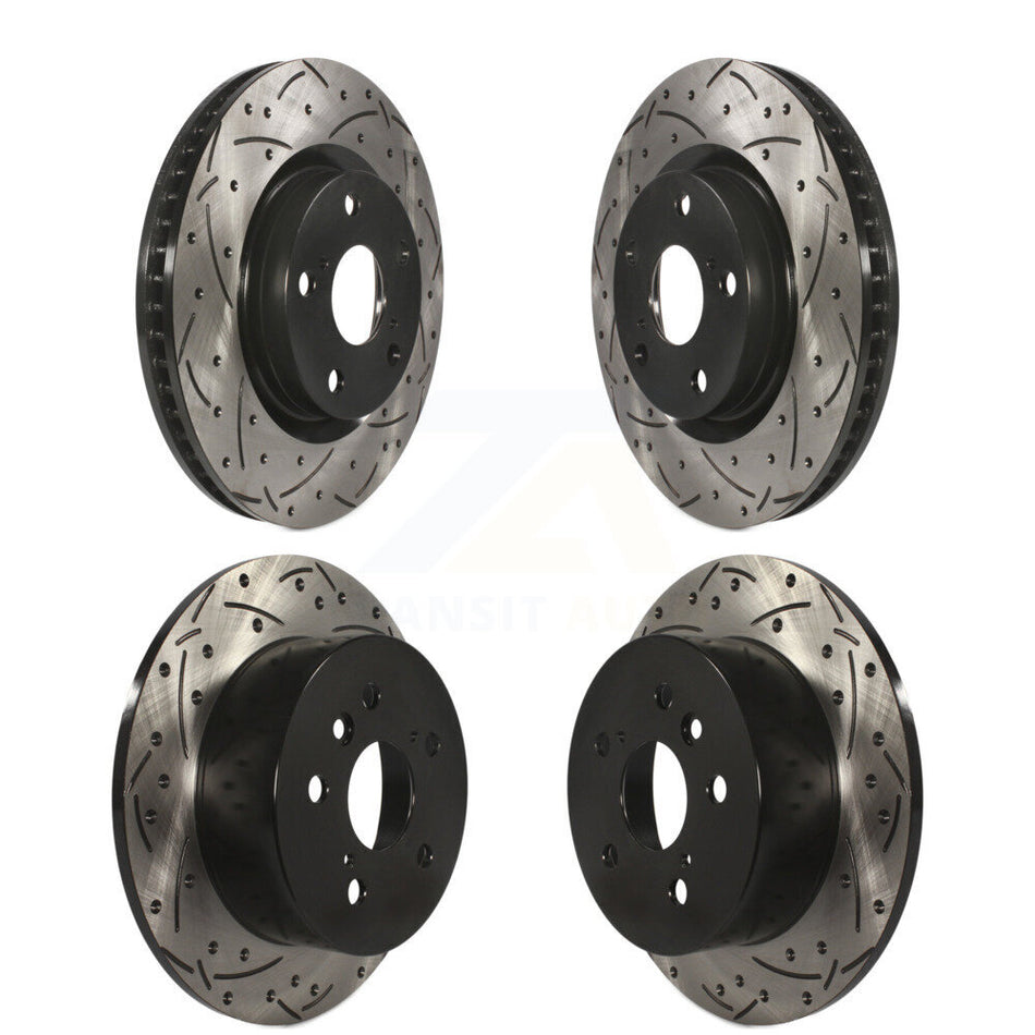 Front Rear Coated Drilled Slotted Disc Brake Rotors Kit For Toyota Camry Lexus ES350 Avalon KD-100287