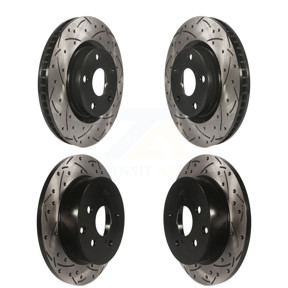 Front Rear Coated Drilled Slotted Disc Brake Rotors Kit For Toyota RAV4 KD-100288