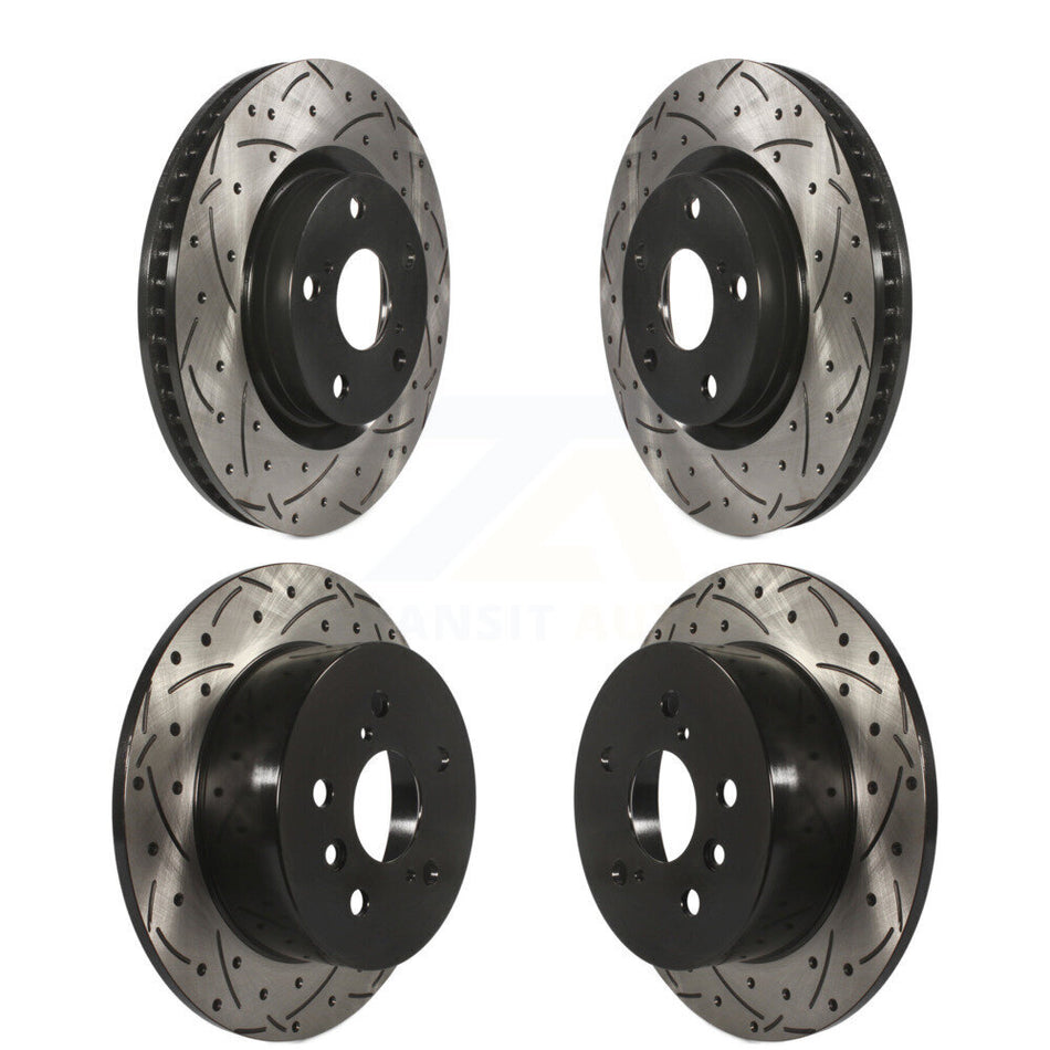 Front Rear Coated Drilled Slotted Disc Brake Rotors Kit For Toyota Camry Lexus ES350 Avalon ES300h KD-100289