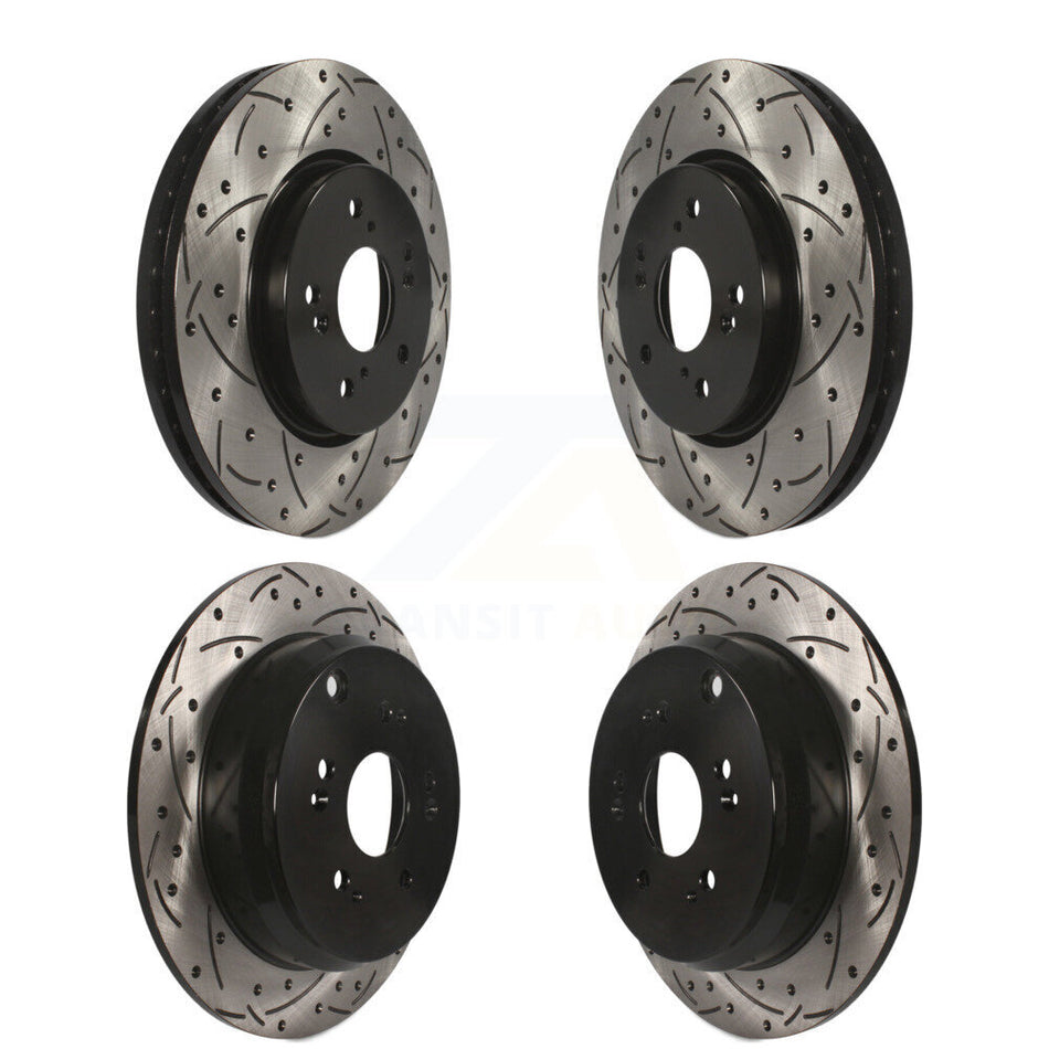 Front Rear Coated Drilled Slotted Disc Brake Rotors Kit For Honda CR-V Acura RDX KD-100292