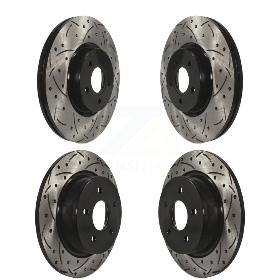 Front Rear Coated Drilled Slotted Disc Brake Rotors Kit For Ford Escape Transit Connect KD-100295