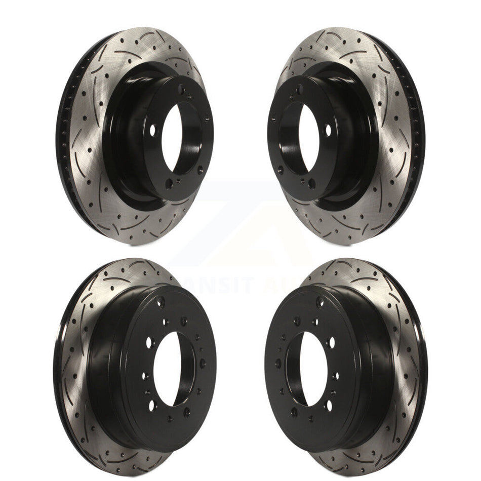 Front Rear Coated Drilled Slotted Disc Brake Rotors Kit For Toyota Tundra Sequoia Lexus LX570 Land Cruiser KD-100299