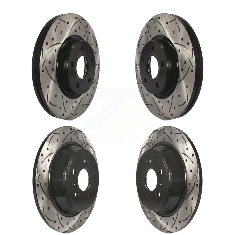Front Rear Coated Drilled Slotted Disc Brake Rotors Kit For Ford Escape KD-100303