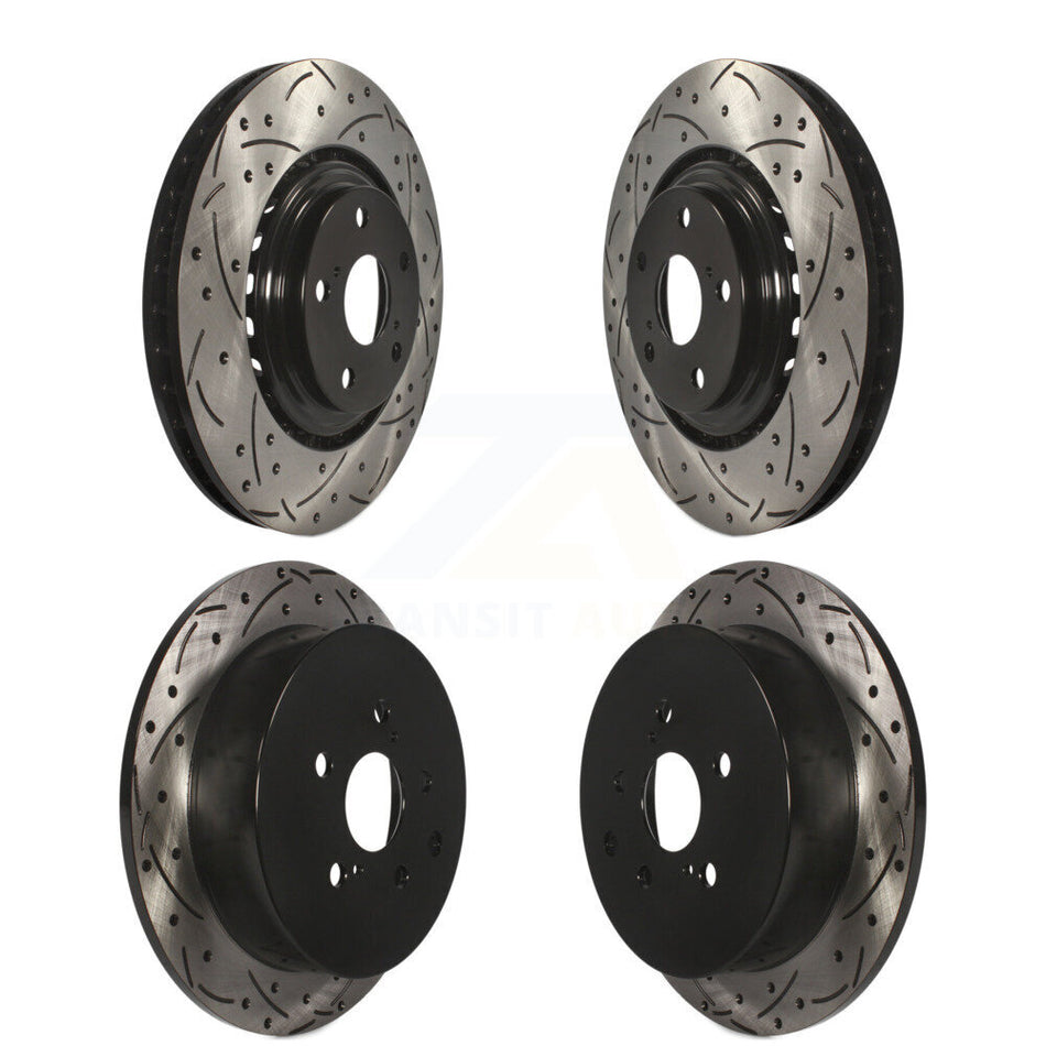 Front Rear Coated Drilled Slotted Disc Brake Rotors Kit For Toyota Highlander Sienna Lexus RX350 RX450h KD-100307
