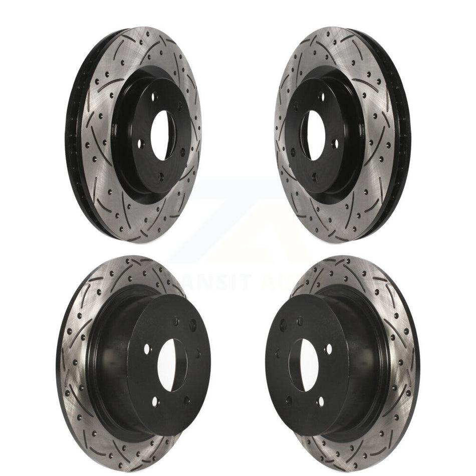 Front Rear Coated Drilled Slotted Disc Brake Rotors Kit For 2007-2012 Nissan Sentra SE-R KD-100308