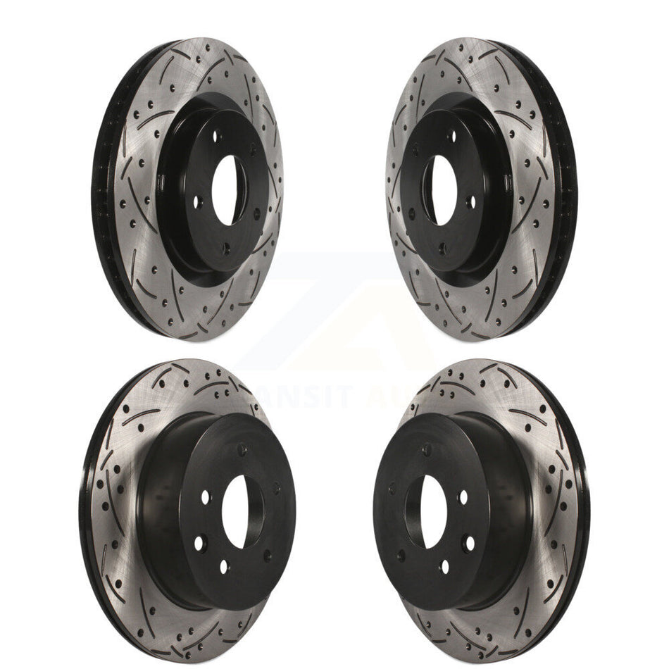 Front Rear Coated Drilled Slotted Disc Brake Rotors Kit For Nissan Rogue Select KD-100309