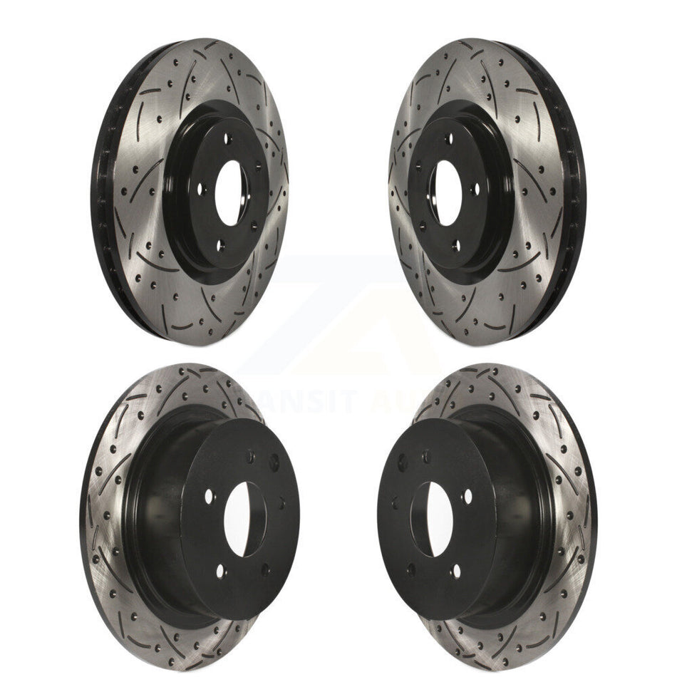 Front Rear Coated Drilled Slotted Disc Brake Rotors Kit For 2007-2012 Nissan Sentra SE-R Spec V KD-100310