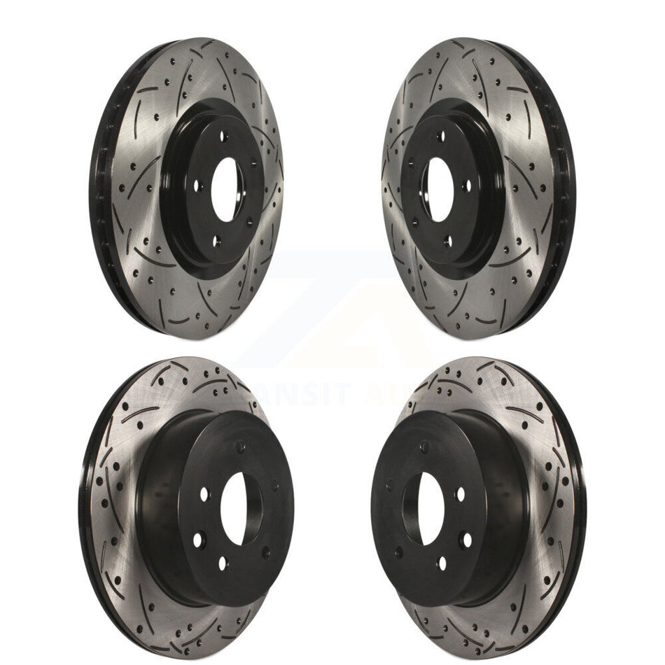 Front Rear Coated Drilled Slotted Disc Brake Rotors Kit For 2014-2017 Nissan Juke Nismo RS KD-100311