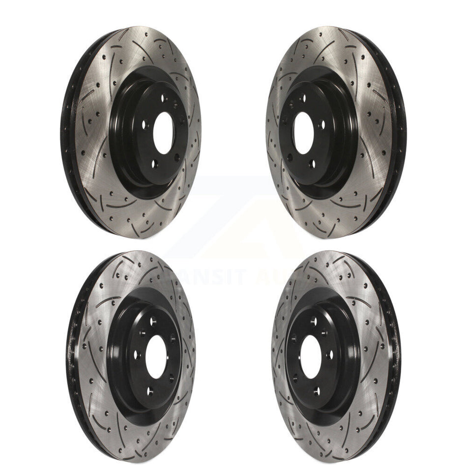 Front Rear Coated Drilled Slotted Disc Brake Rotors Kit For Audi Q5 Porsche Macan A6 Quattro S4 S5 A7 KD-100319