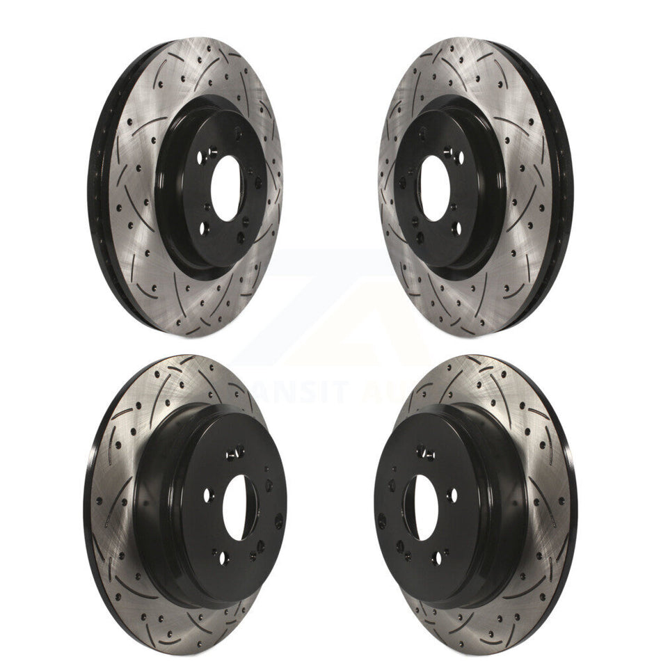 Front Rear Coated Drilled Slotted Disc Brake Rotors Kit For 2011-2014 Honda Odyssey KD-100320