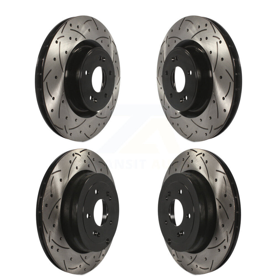 Front Rear Coated Drilled Slotted Disc Brake Rotors Kit For Hyundai Genesis Coupe KD-100321
