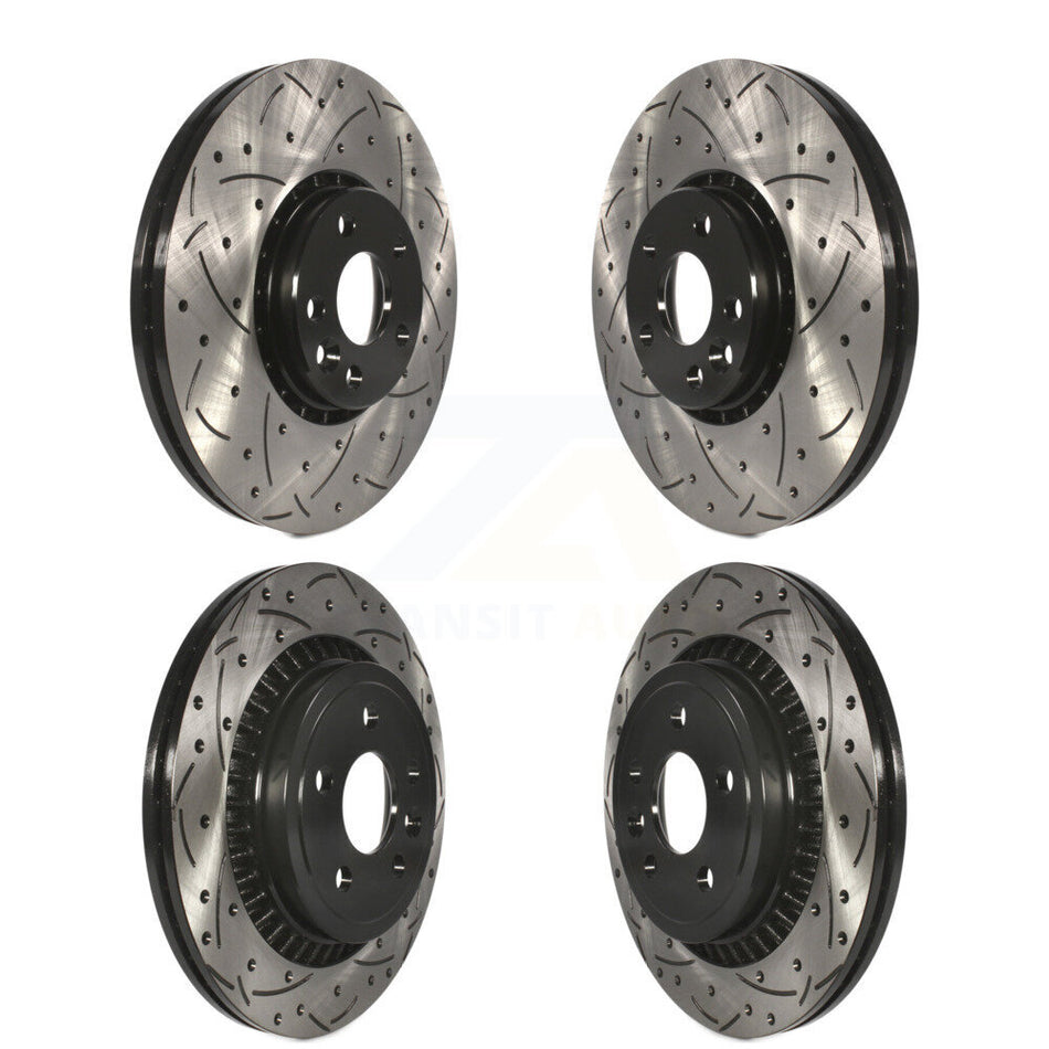 Front Rear Coated Drilled Slotted Disc Brake Rotors Kit For Volvo XC60 KD-100323