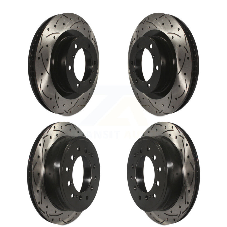 Front Rear Coated Drilled Slotted Disc Brake Rotors Kit For Toyota 4Runner Lexus GX460 KD-100324