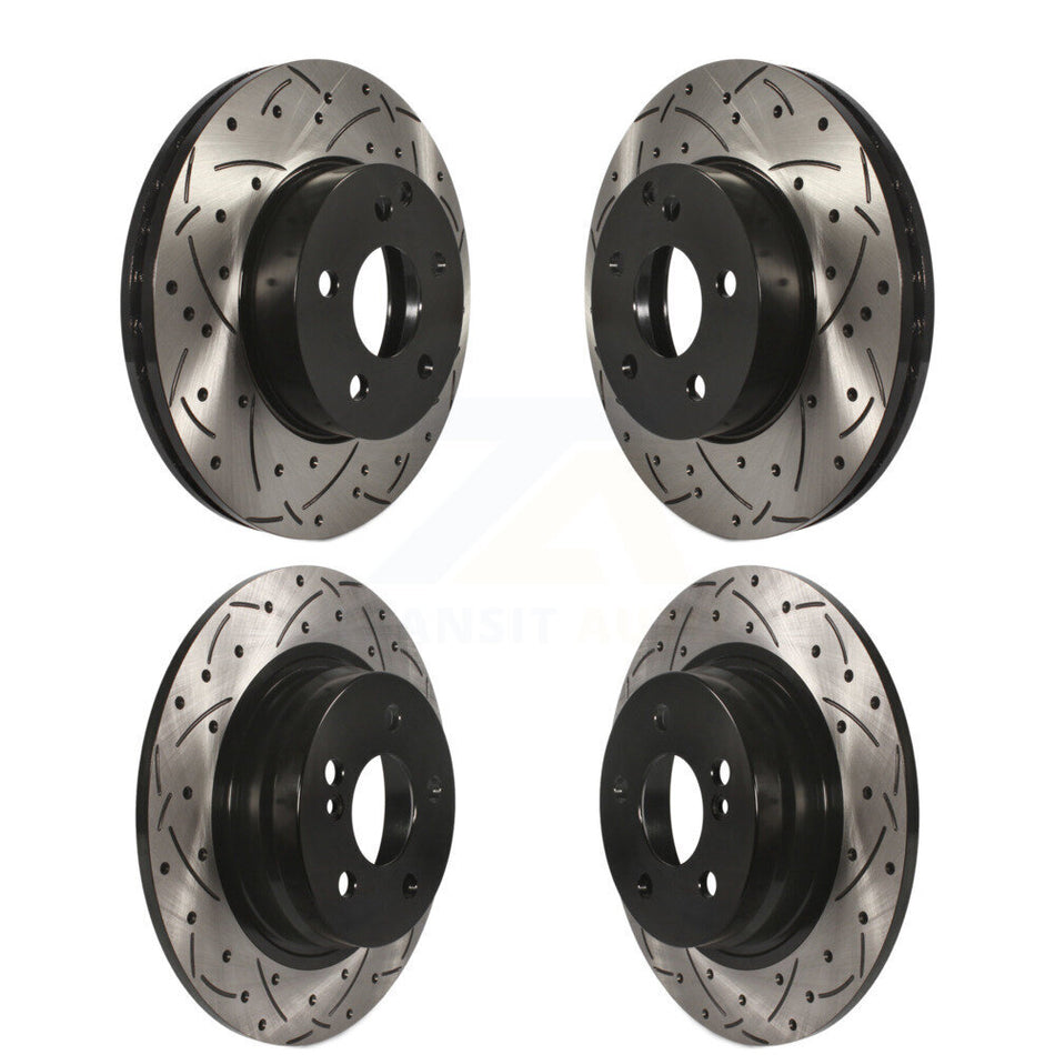 Front Rear Coated Drilled Slotted Disc Brake Rotors Kit For Mercedes-Benz C300 C250 C230 KD-100325
