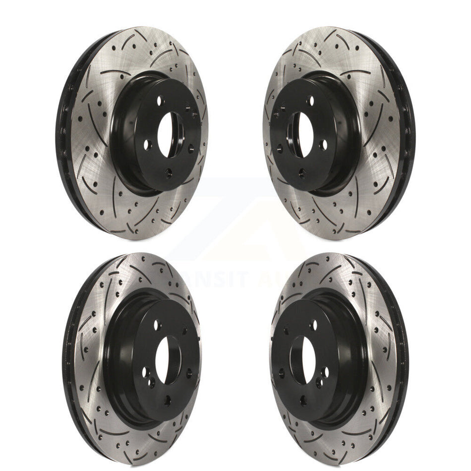 Front Rear Coated Drilled Slotted Disc Brake Rotors Kit For Mercedes-Benz E350 C300 C350 KD-100328