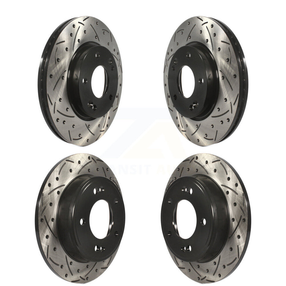 Front Rear Coated Drilled Slotted Disc Brake Rotors Kit For Hyundai Elantra Kia Soul Forte Veloster GT Kona Forte5 Coupe Koup Venue Seltos KD-100330