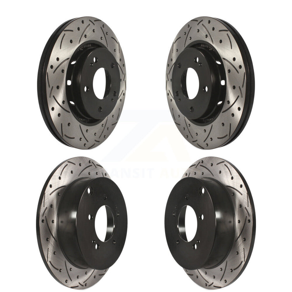 Front Rear Coated Drilled Slotted Disc Brake Rotors Kit For Mitsubishi Lancer KD-100333