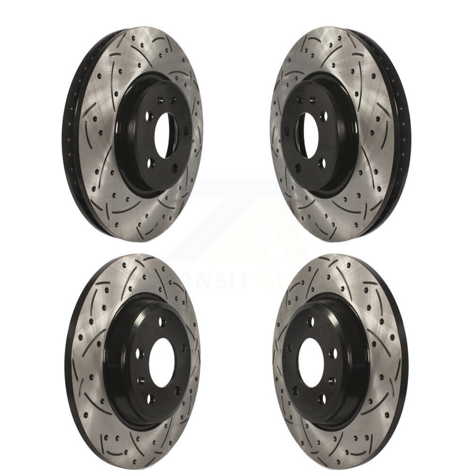 Front Rear Coated Drilled Slotted Disc Brake Rotors Kit For Audi Q5 A4 A5 Quattro allroad A6 KD-100334