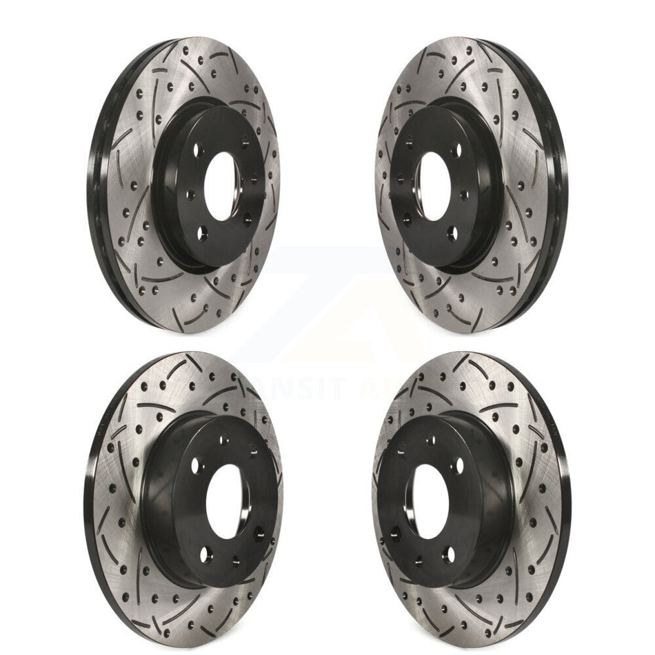 Front Rear Coated Drilled Slotted Disc Brake Rotors Kit For 2012-2017 Fiat 500 Naturally Aspirated KD-100335