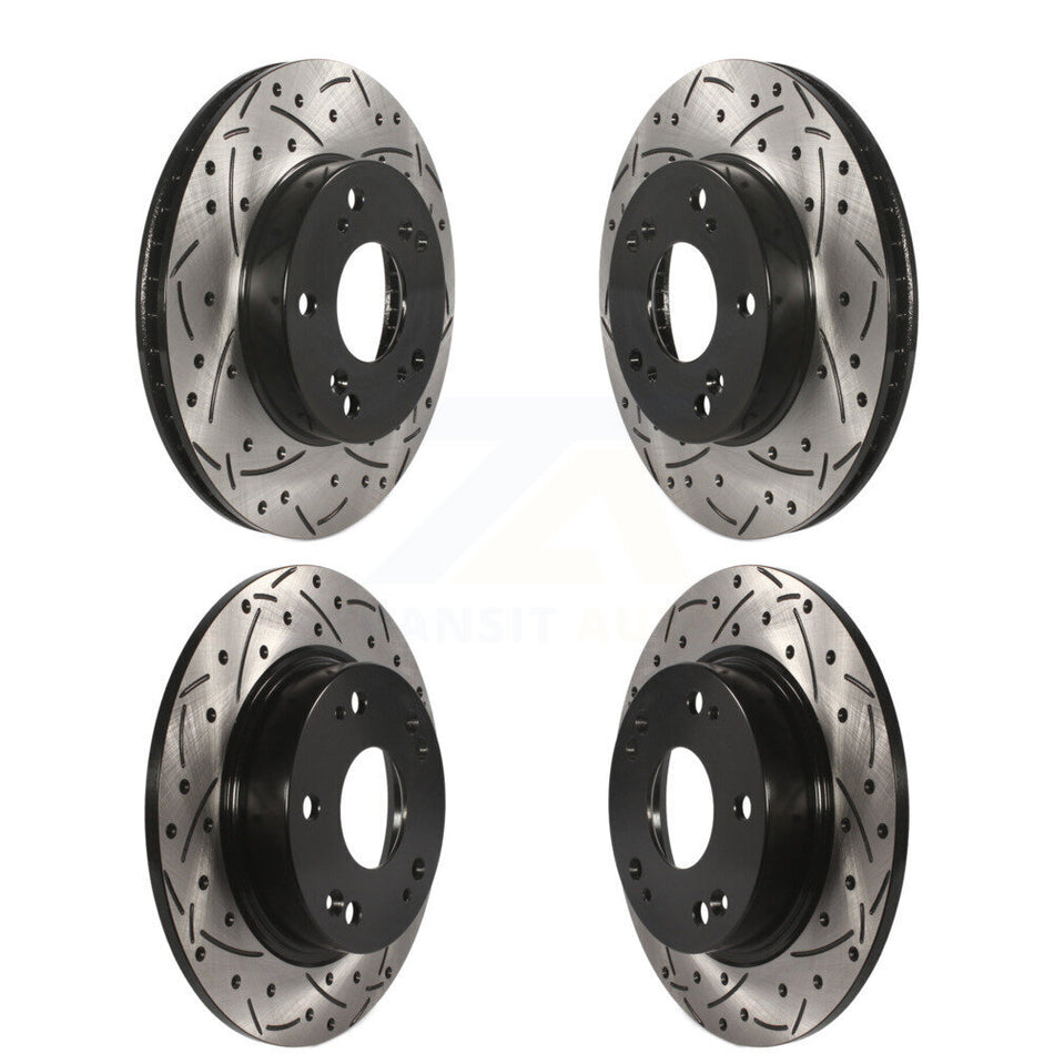 Front Rear Coated Drilled Slotted Disc Brake Rotors Kit For Honda Civic Acura ILX KD-100336