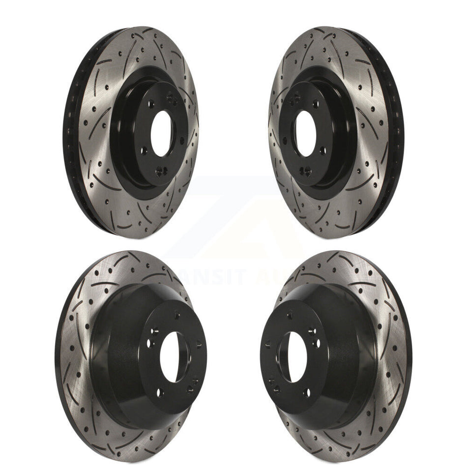 Front Rear Coated Drilled Slotted Disc Brake Rotors Kit For Kia Sorento Hyundai Santa Fe Sport XL KD-100337