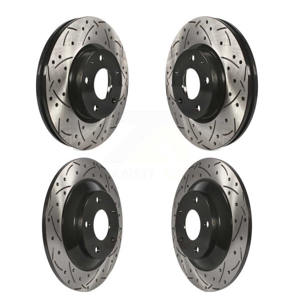 Front Rear Coated Drilled Slotted Disc Brake Rotors Kit For 2013-2015 Mazda CX-5 KD-100338