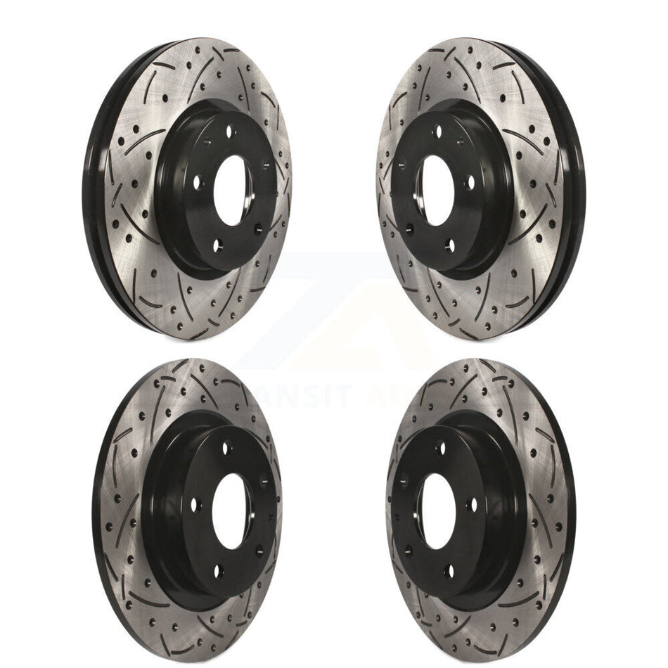 Front Rear Coated Drilled Slotted Disc Brake Rotors Kit For 2014-2018 Mazda 6 KD-100339