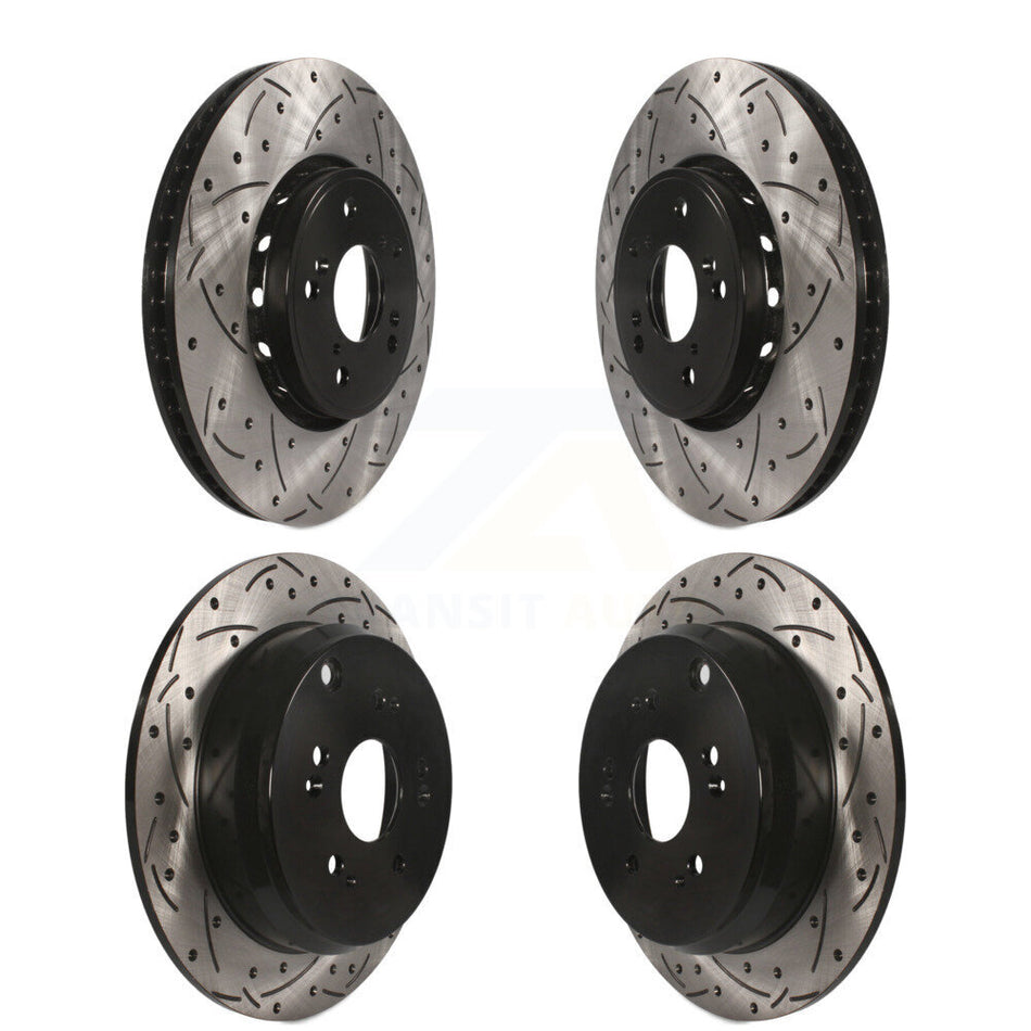 Front Rear Coated Drilled Slotted Disc Brake Rotors Kit For 2013-2018 Acura RDX KD-100340
