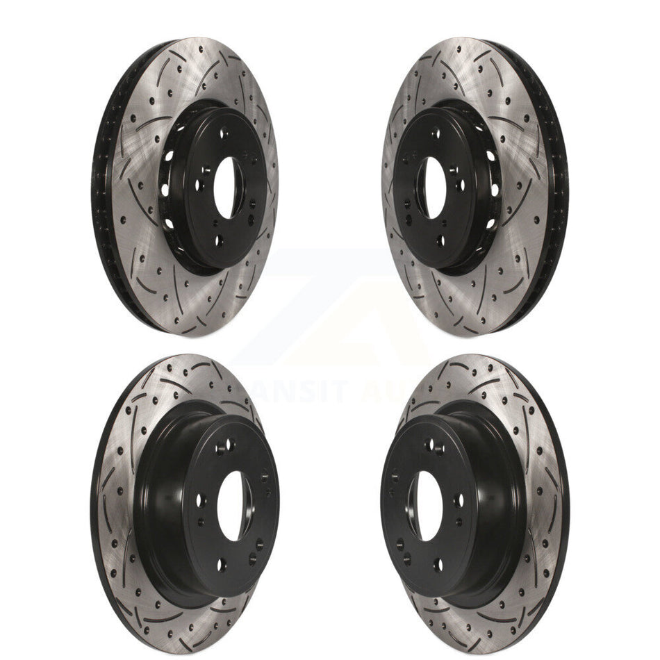 Front Rear Coated Drilled Slotted Disc Brake Rotors Kit For 2016 Acura ILX KD-100341