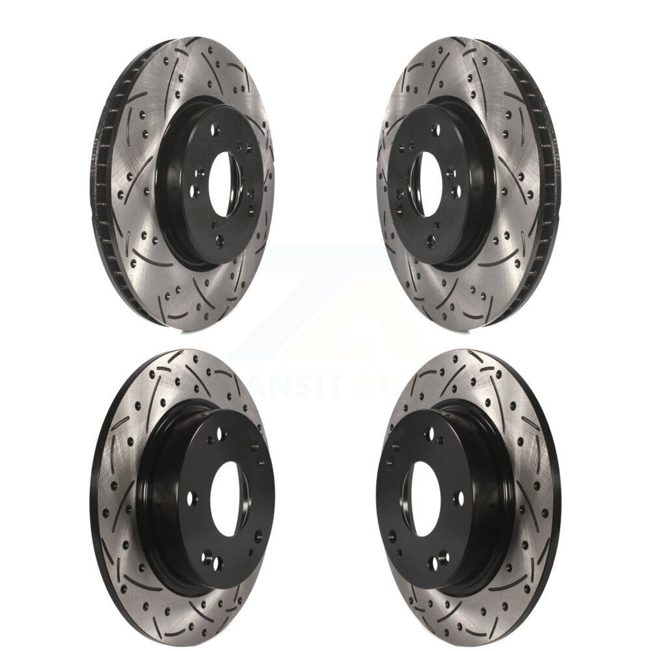 Front Rear Coated Drilled Slotted Disc Brake Rotors Kit For 2015 Honda Civic EX with Coupe Manual transmission KD-100342