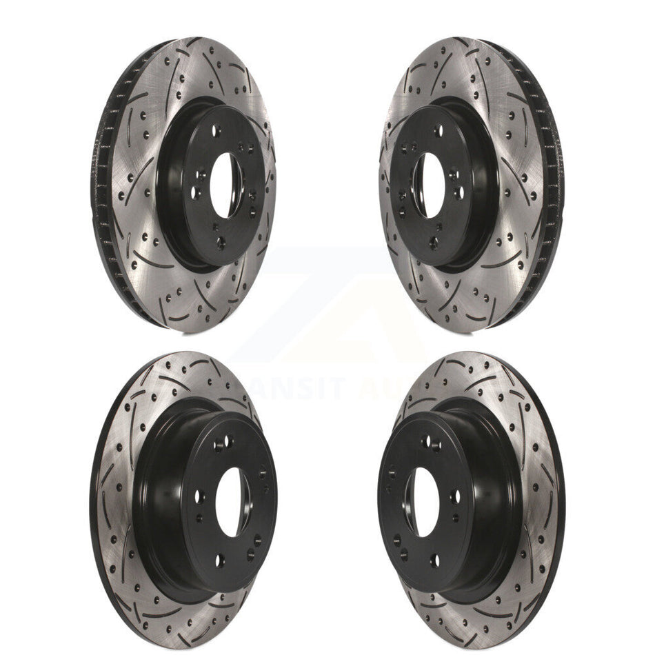 Front Rear Coated Drilled Slotted Disc Brake Rotors Kit For Honda Accord KD-100343