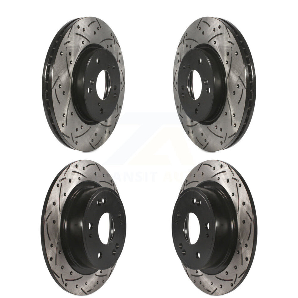 Front Rear Coated Drilled Slotted Disc Brake Rotors Kit For Honda Accord HR-V KD-100344