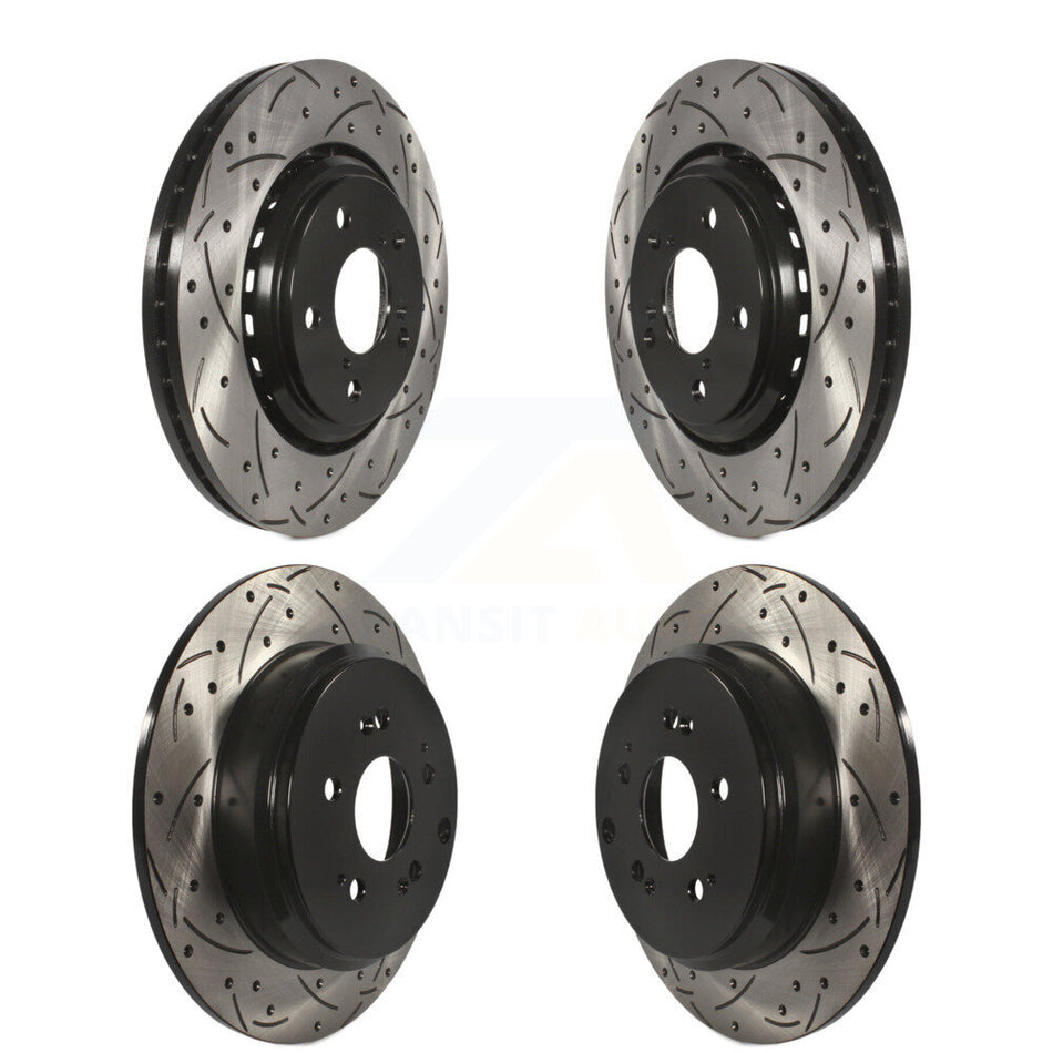 Front Rear Coated Drilled Slotted Disc Brake Rotors Kit For 2015-2017 Honda Odyssey KD-100345