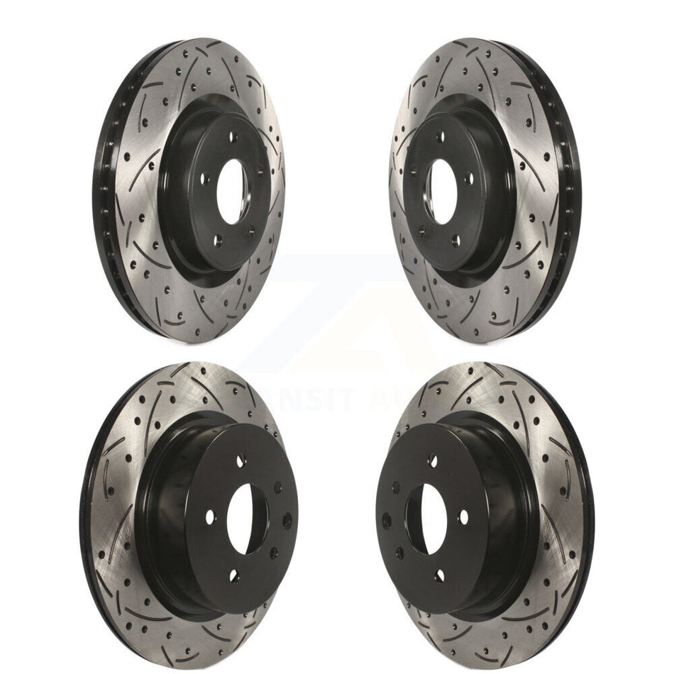 Front Rear Coated Drilled Slotted Disc Brake Rotors Kit For INFINITI QX50 Nissan Z KD-100347