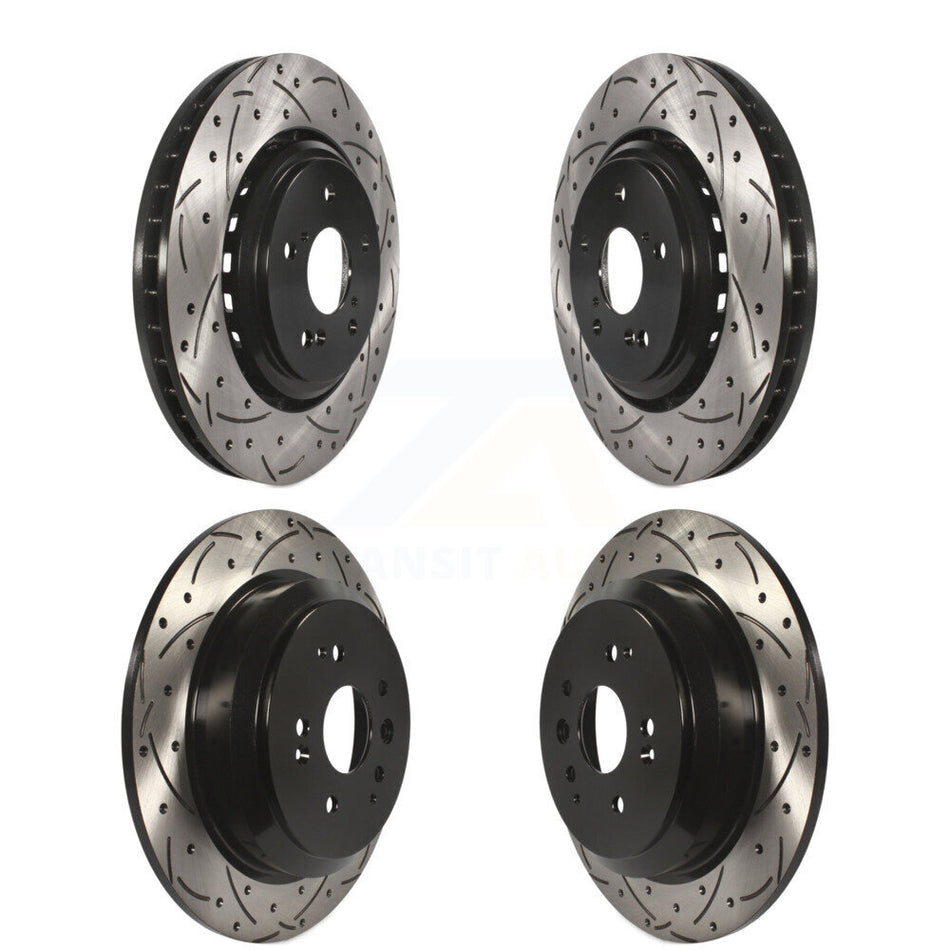 Front Rear Coated Drilled Slotted Disc Brake Rotors Kit For 2014-2016 Acura MDX KD-100348