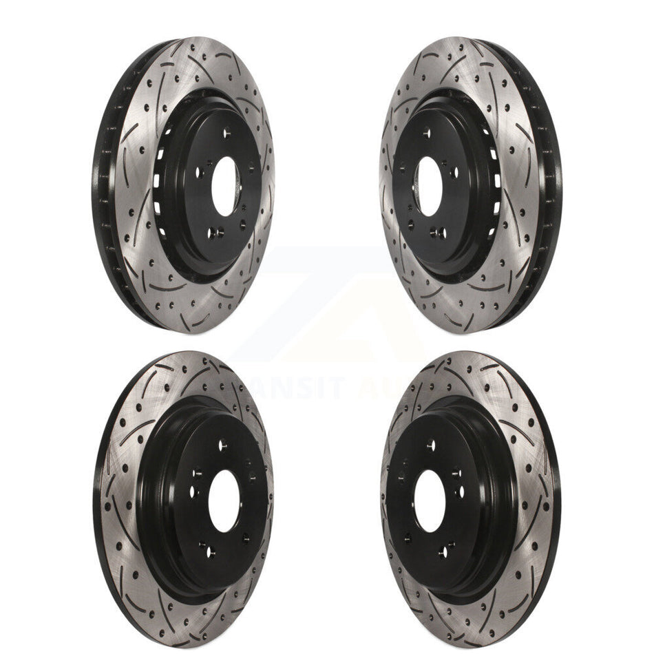 Front Rear Coated Drilled Slotted Disc Brake Rotors Kit For 2015-2020 Acura TLX KD-100349