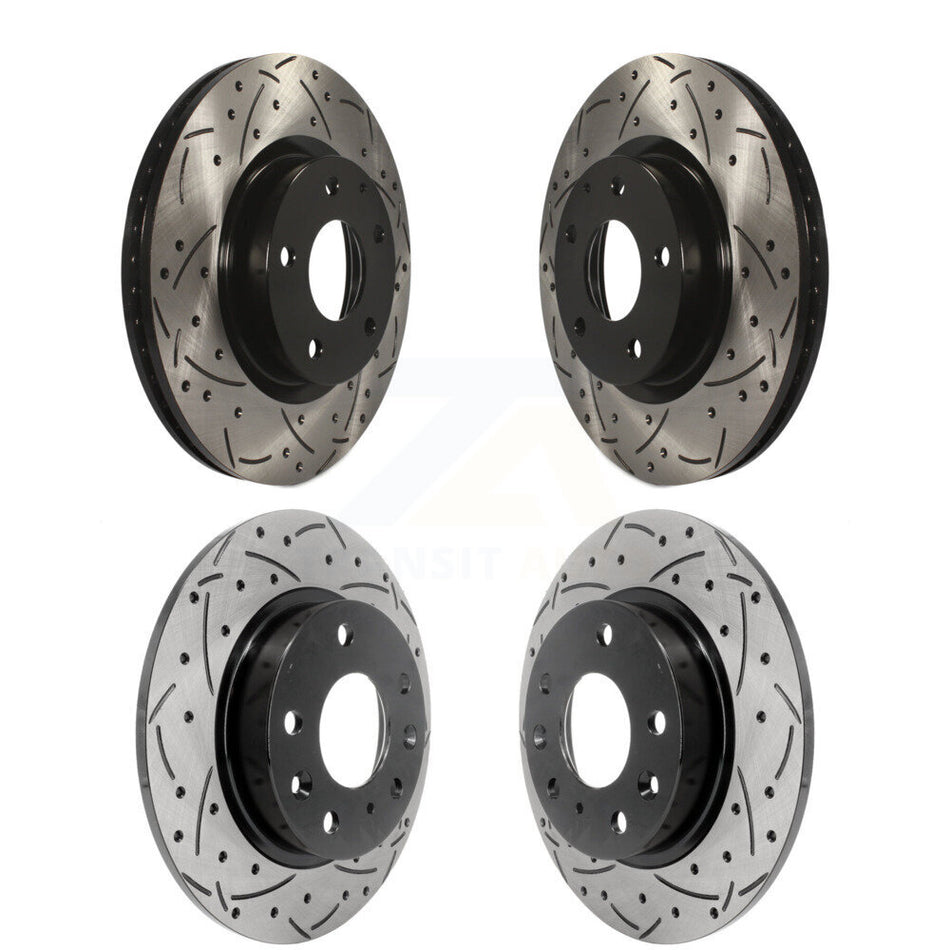 Front Rear Coated Drilled Slotted Disc Brake Rotors Kit For Mazda 3 CX-3 Sport KD-100350