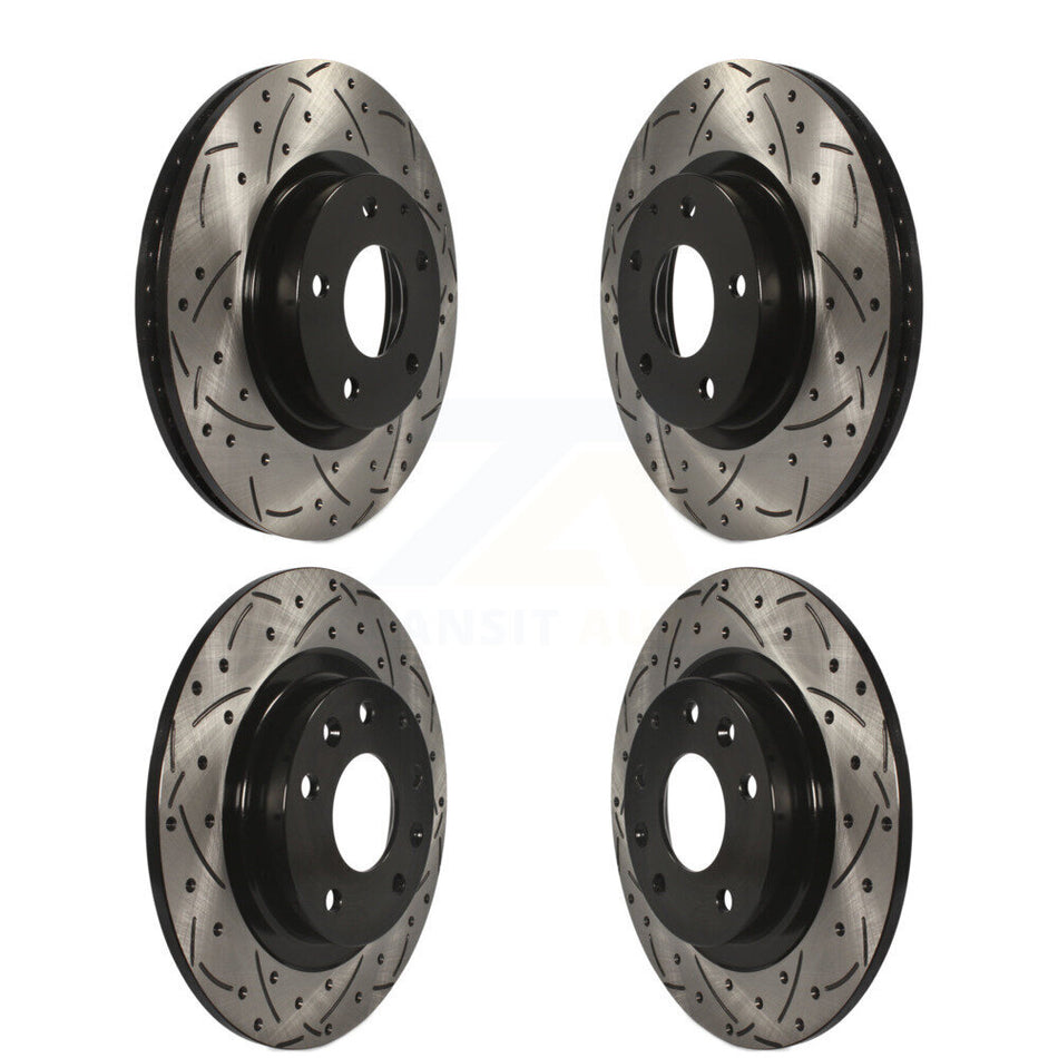 Front Rear Coated Drilled Slotted Disc Brake Rotors Kit For 2016-2018 Mazda CX-3 AWD KD-100351