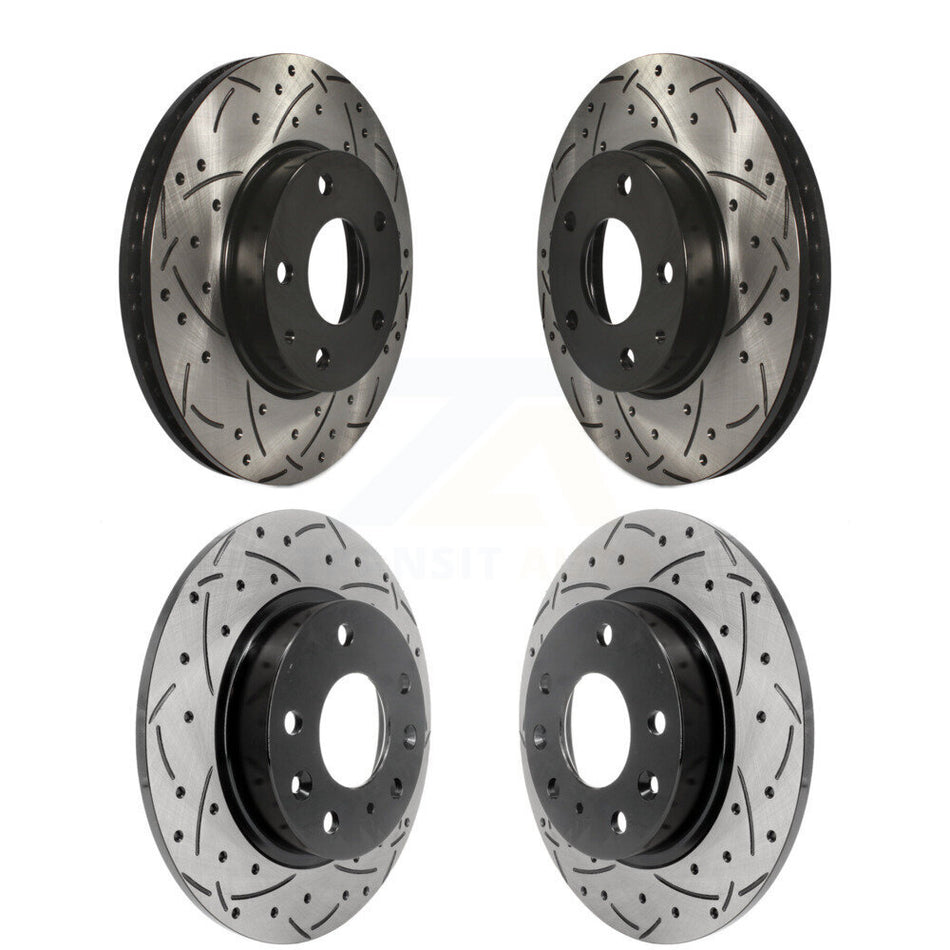 Front Rear Coated Drilled Slotted Disc Brake Rotors Kit For Mazda 3 CX-3 Sport KD-100353